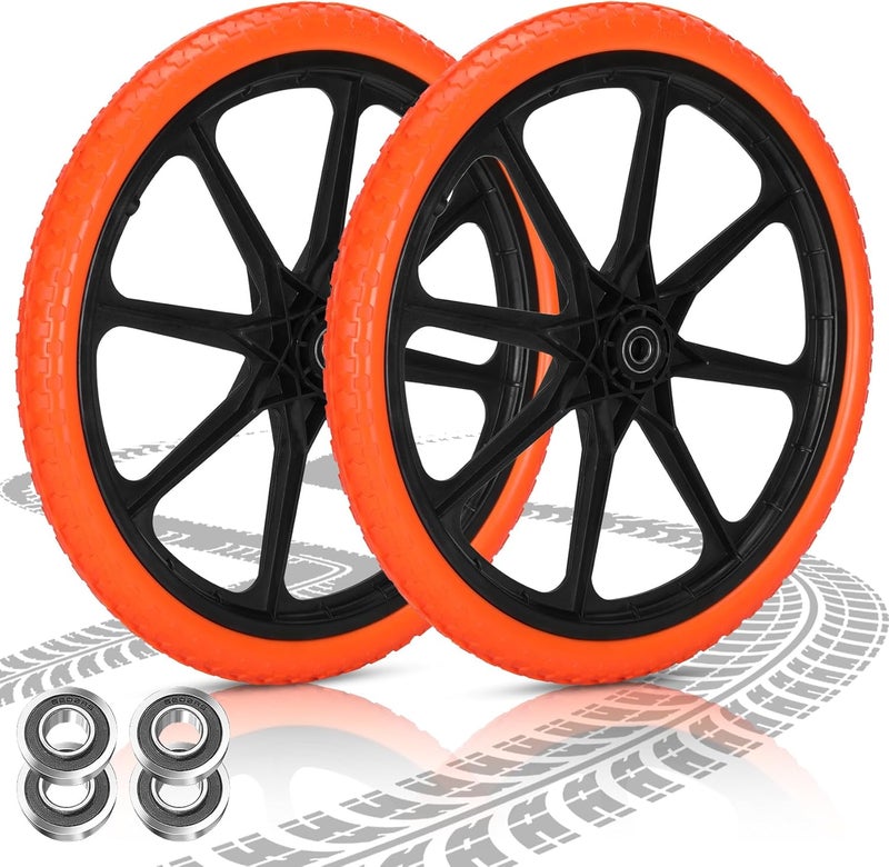 Iococee Upgraded 20x1.95" Flat Free Tires Compatible with rubbermaid Wheelbarrow Wheels, 20" Flat Free Tires with 5/8" and 3/4" Bearing Replacement for rubbermaid Cart Wheels/Big Wheel Utility Carts - Image 1
